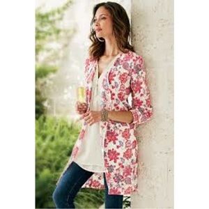 Soft Surroundings Crossroads Floral Embroidered Topper Cardigan Sz: L